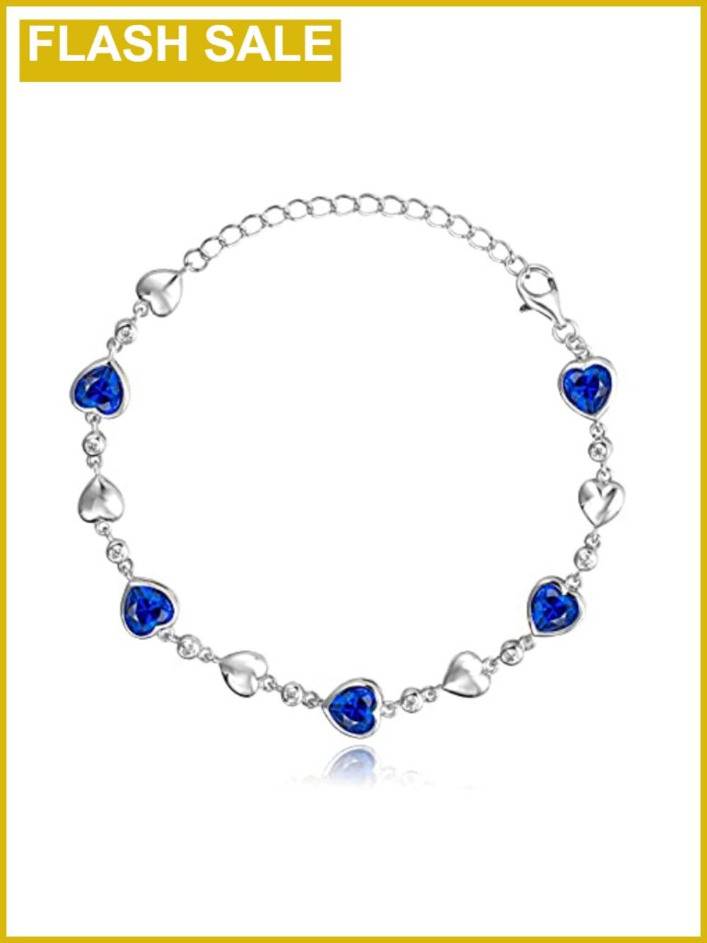 925 Sterling Silver Birthstone Tennis Bracelet Women Heart Station Gemstone